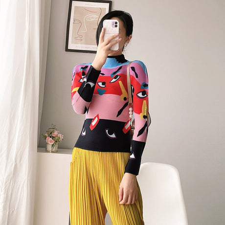 Best Online Shop in Australia - Slim High Neck Pleated Top - Emete store