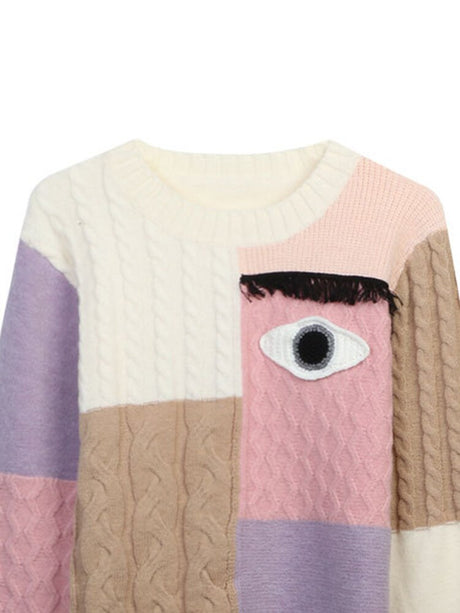 Best Online Shop in Australia - Women’s Round Neck Patchwork Sweater - Emete store