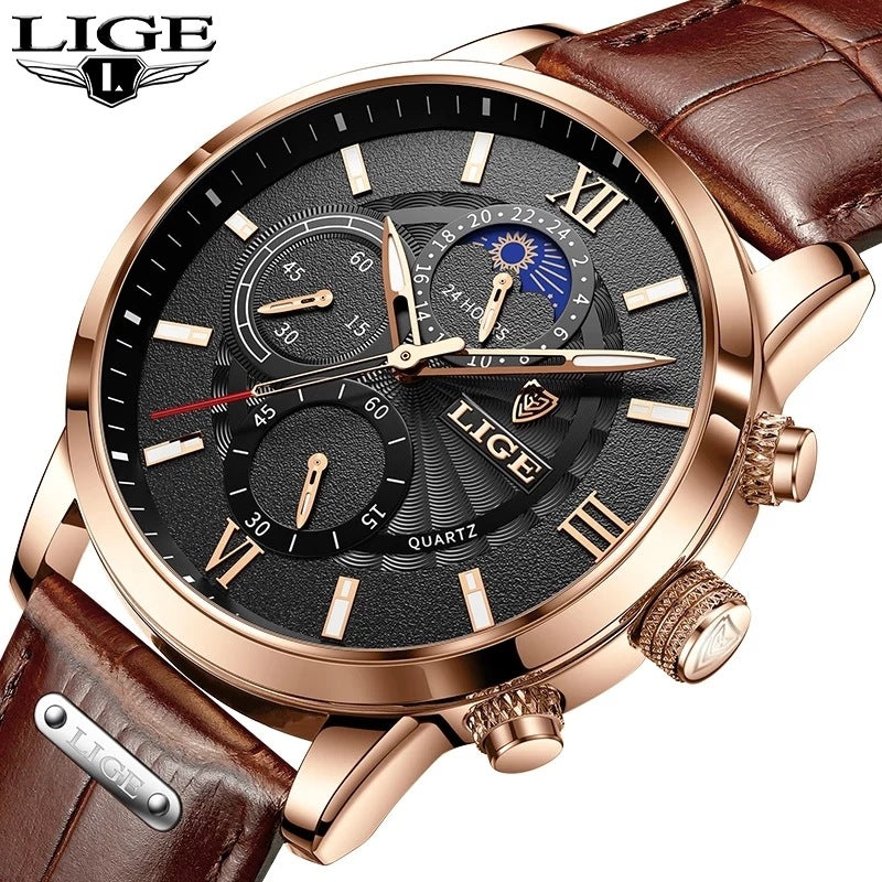 Lige New Quartz Watch Quartz Multifunction Chronograph Waterproof Watch - Emete store