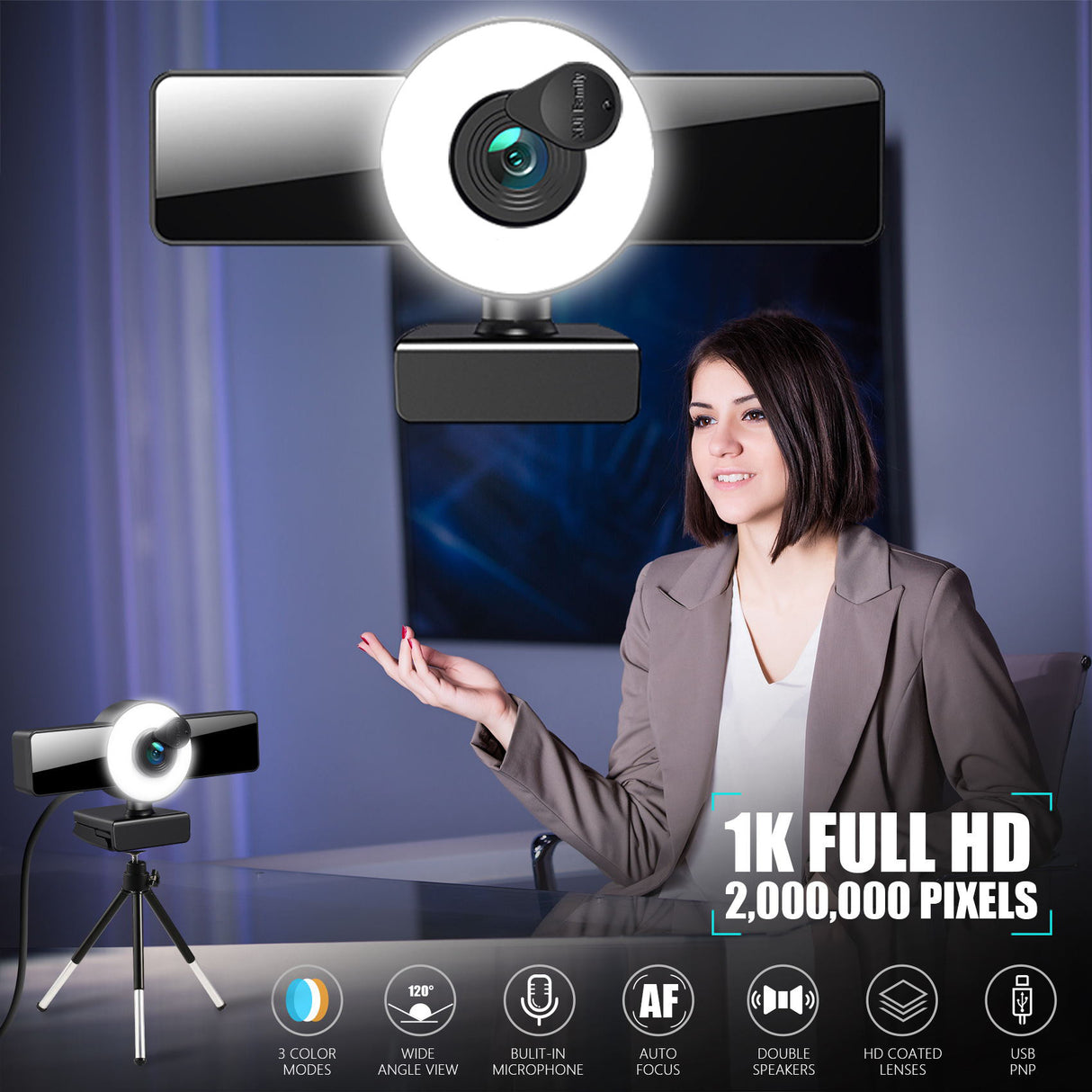 Best Online Shop in Australia - 4K Autofocus HD Webcam w/ Fill Light - Emete store