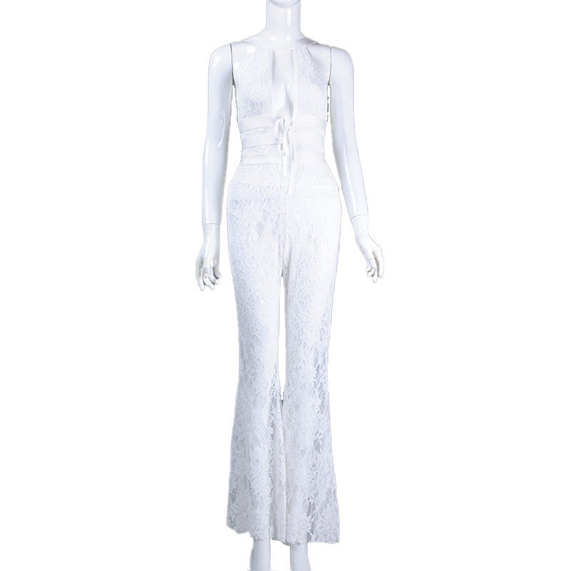 Best Online Shop in Australia - Sleeveless Hollow Lace Jumpsuit - Emete store