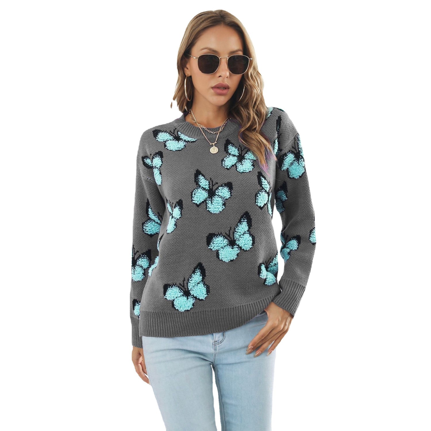 Melbourne Australia Shopping - 3D Butterfly Jacquard Sweater - Emete store