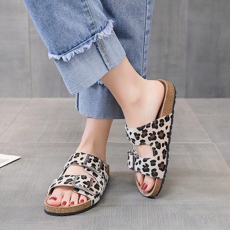 Best Online Shop in Australia - Leopard Print Buckle Slippers - Emete store