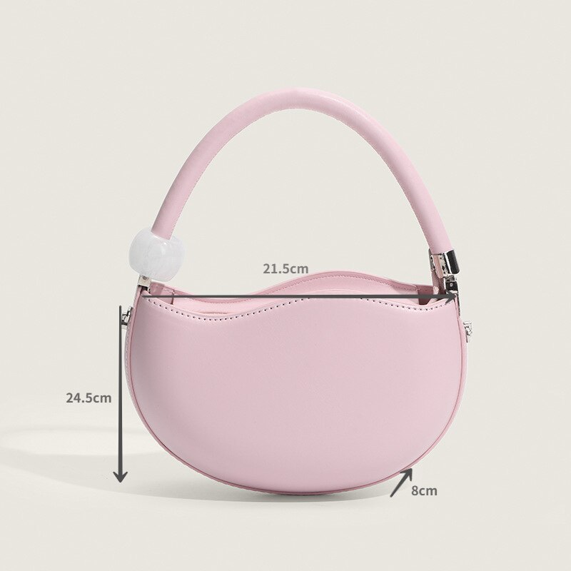 PastelPea Elegance: Cute White Pink Small Shoulder Bag