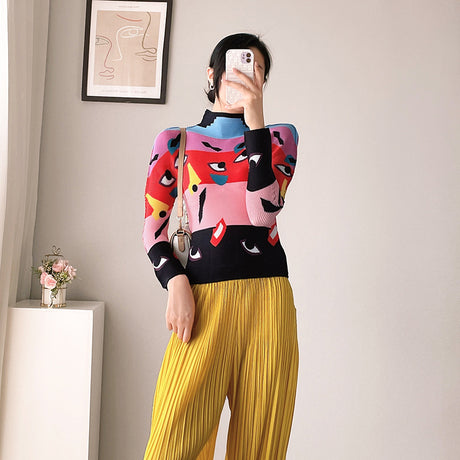 Best Online Shop in Australia - Slim High Neck Pleated Top - Emete store