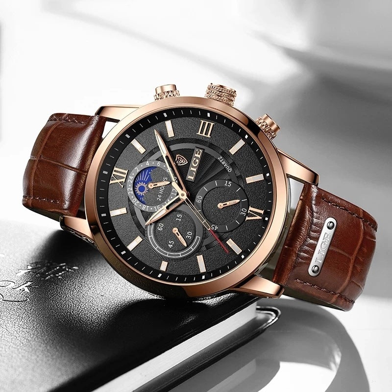 Lige New Quartz Watch Quartz Multifunction Chronograph Waterproof Watch - Emete store