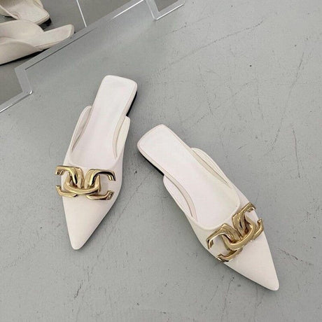 Best Online Shop in Australia - Buttoned Flat Half-Slip Sandals - Emete store