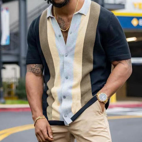 Best Online Shop in Australia - Men's Striped Casual Polo T-Shirt - Emete store