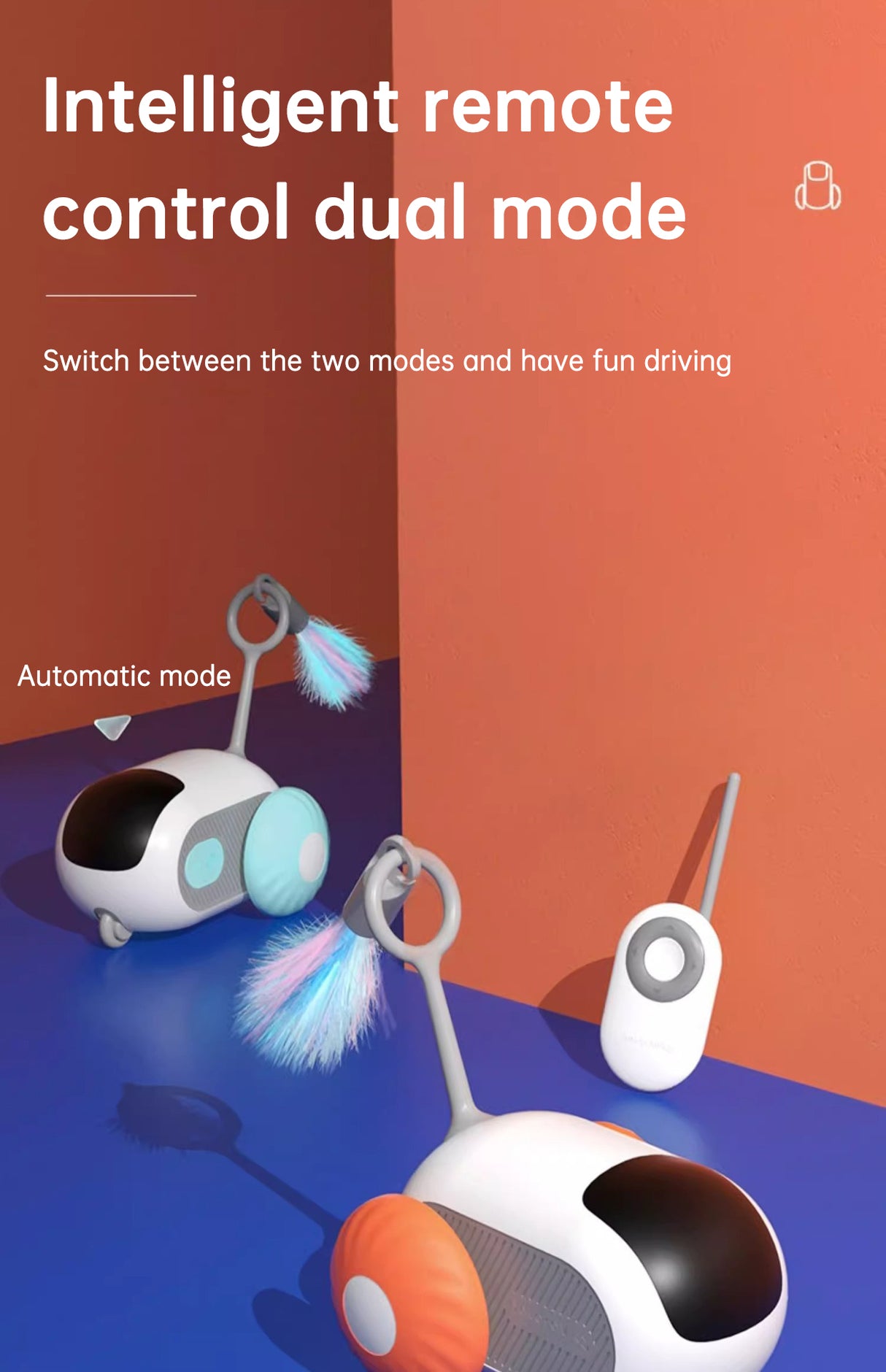 Remote Control Interactive Cat Car Toy USB Charging Chasing Automatic Self-moving Remote Smart Control Car Interactive Cat Toy P - Emete store