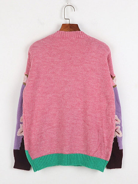 Best Online Shop in Australia - Cashmere Pink Hook Flower Sweater - Emete store