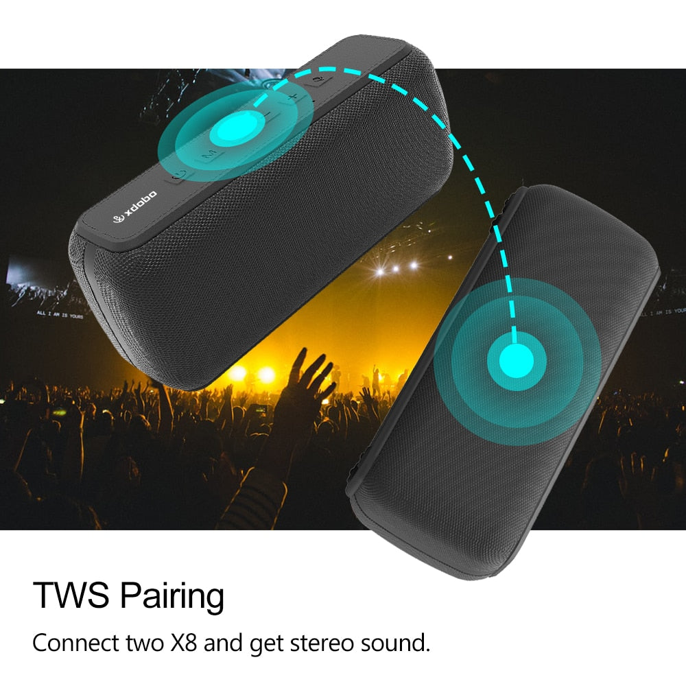 XDOBO X8 60W Portable Bluetooth Speakers Bass with Subwoofer Wireless IPX5 Waterproof TWS 15h Playing Time Voice Assistant Extra - Emete store