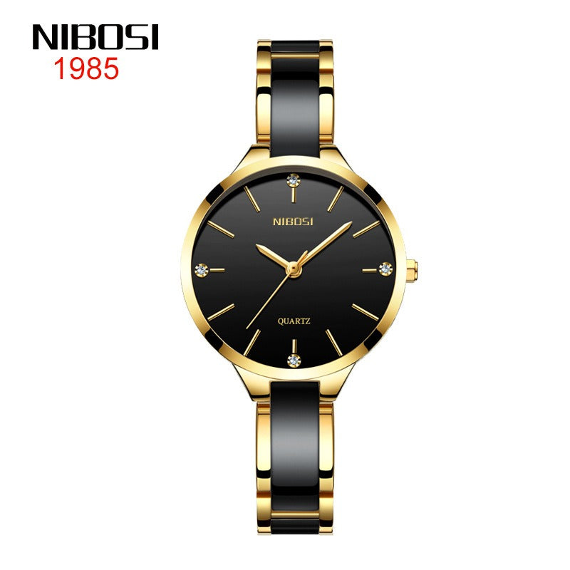 NIBOSI Luxury Ceramic Bracelet Watches Ladies Creative Quartz Watch For Women Female Clock Relogio Feminino Montre Femme 2330 - Emete store