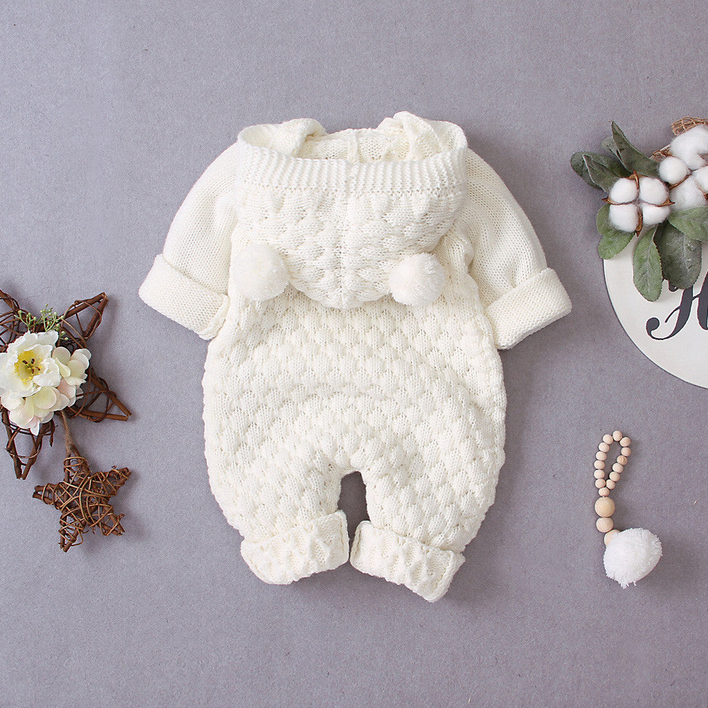 Best Online Shop in Australia - Fur Ball Hooded Knit Jumpsuit - Emete store