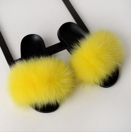Best Online Shop in Australia - Real Fox Fur Non-slip Slides - Emete store