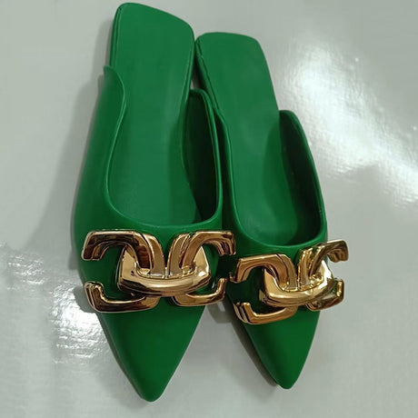 Best Online Shop in Australia - Buttoned Flat Half-Slip Sandals - Emete store