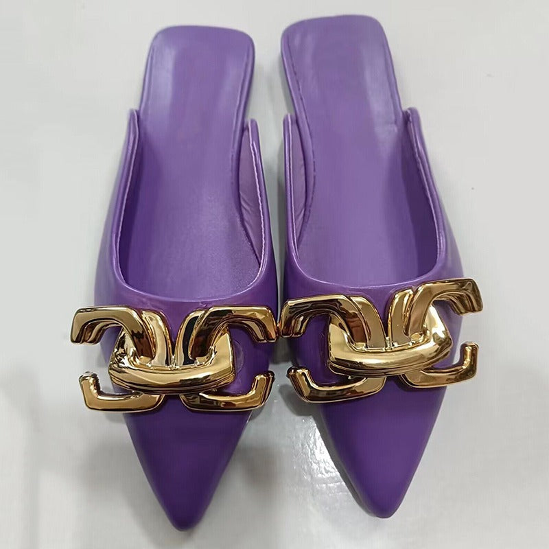 Best Online Shop in Australia - Buttoned Flat Half-Slip Sandals - Emete store