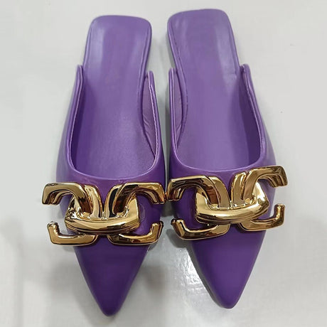 Best Online Shop in Australia - Buttoned Flat Half-Slip Sandals - Emete store