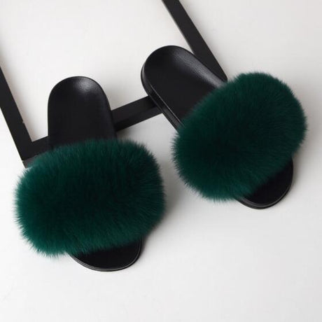 Best Online Shop in Australia - Real Fox Fur Non-slip Slides - Emete store