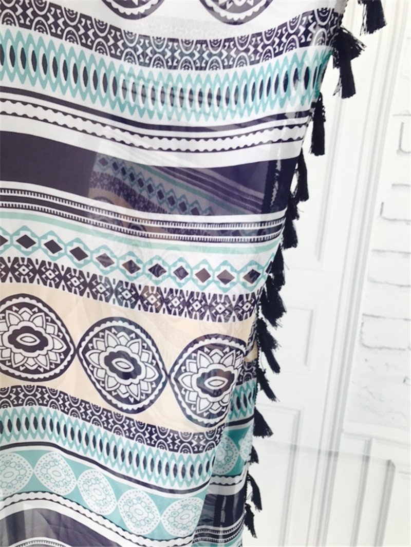 Best Online Shop in Australia - Tassel Print Chiffon Cover-Up - Emete store