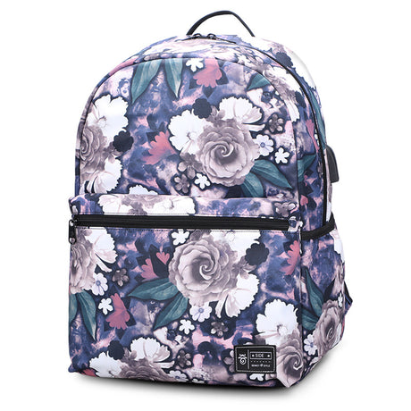Best Online Shop in Australia - Peony Print USB School Backpack - Emete store