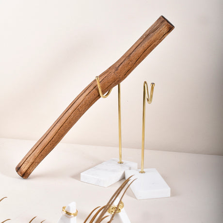 Best Online Shop in Australia - Bracelet Storage Rack Natural Wood And Brass Marble Base Necklace Display Rack - Emete store