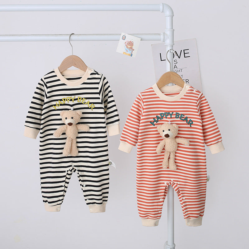 Best Online Shop in Australia - Baby Striped Bear Jumpsuit Romper - Emete store