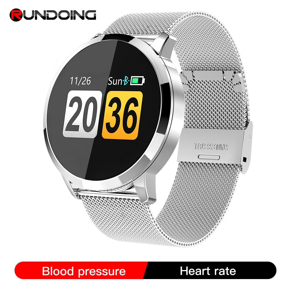 RUNDOING Q8 Smart Watch OLED Color Screen Smartwatch women Fashion Fitness Tracker Heart Rate monitor - Emete store