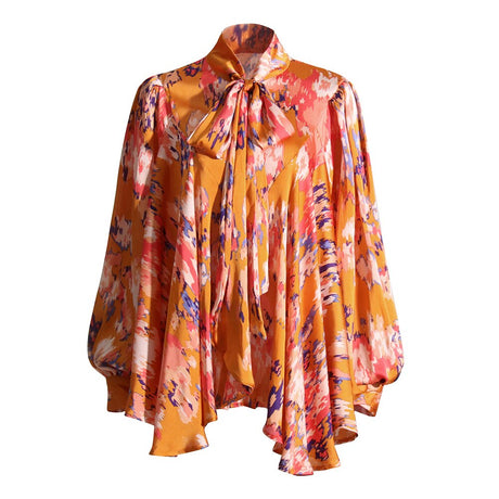 Best Online Shop in Australia - Bowknot Collar Lantern Loose Shirt - Emete store