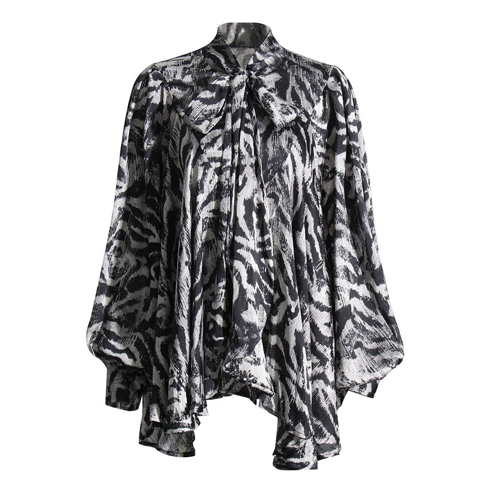 Best Online Shop in Australia - Bowknot Collar Lantern Loose Shirt - Emete store