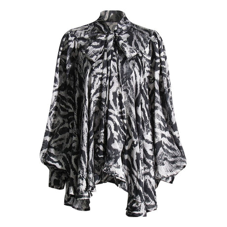 Best Online Shop in Australia - Bowknot Collar Lantern Loose Shirt - Emete store