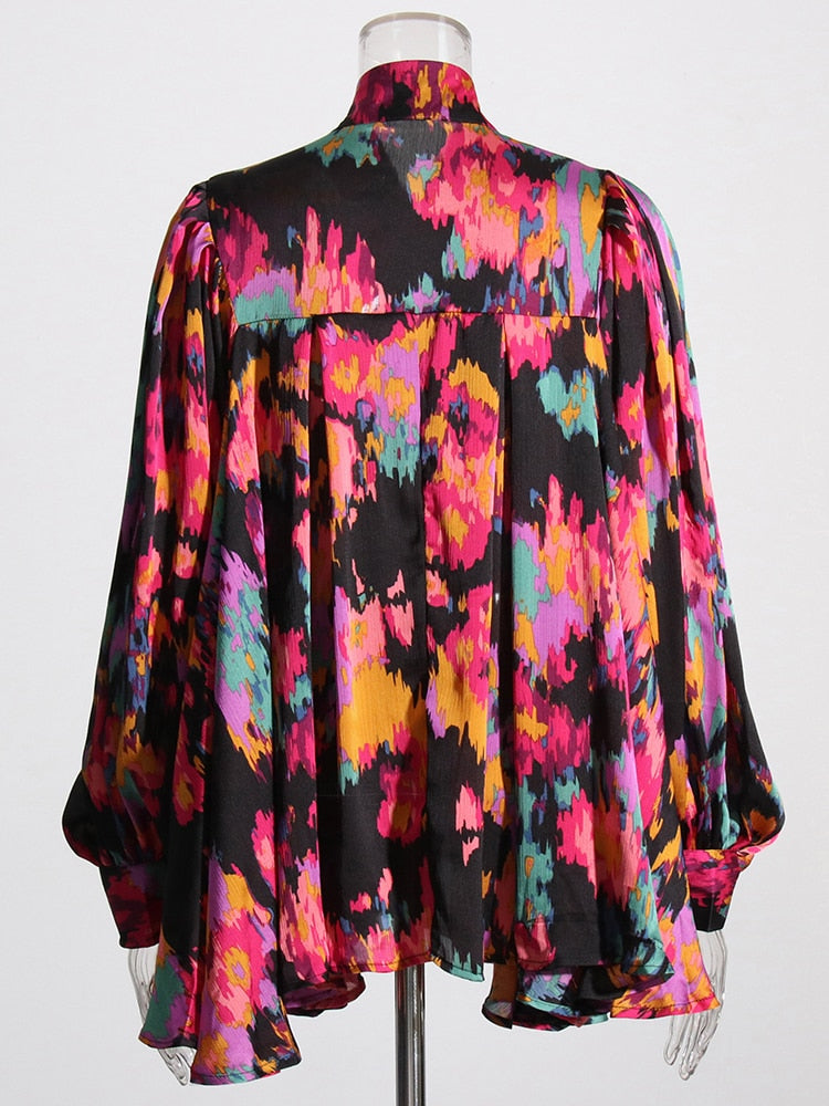 Best Online Shop in Australia - Bowknot Collar Lantern Loose Shirt - Emete store