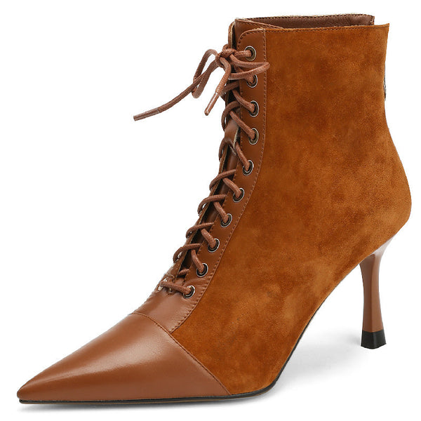 Cross-Tied Leather Ankle Boots eprolo