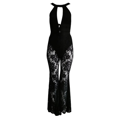 Best Online Shop in Australia - Sleeveless Hollow Lace Jumpsuit - Emete store