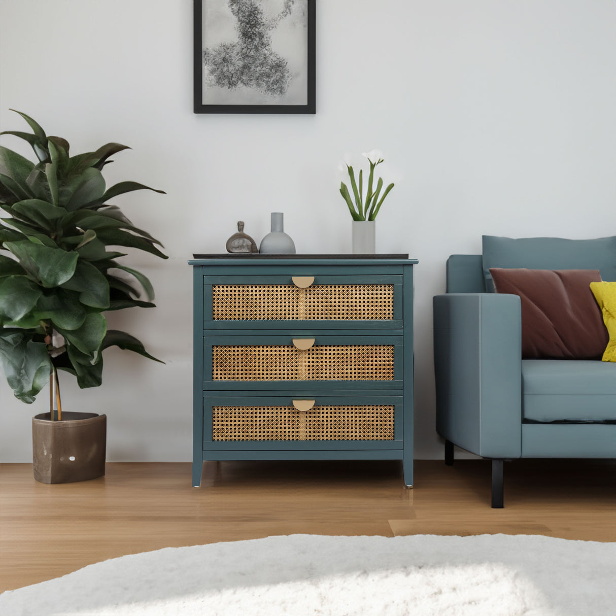 Best Online Shop in Australia - Natural Rattan 3-Drawer Cabinet - Emete store