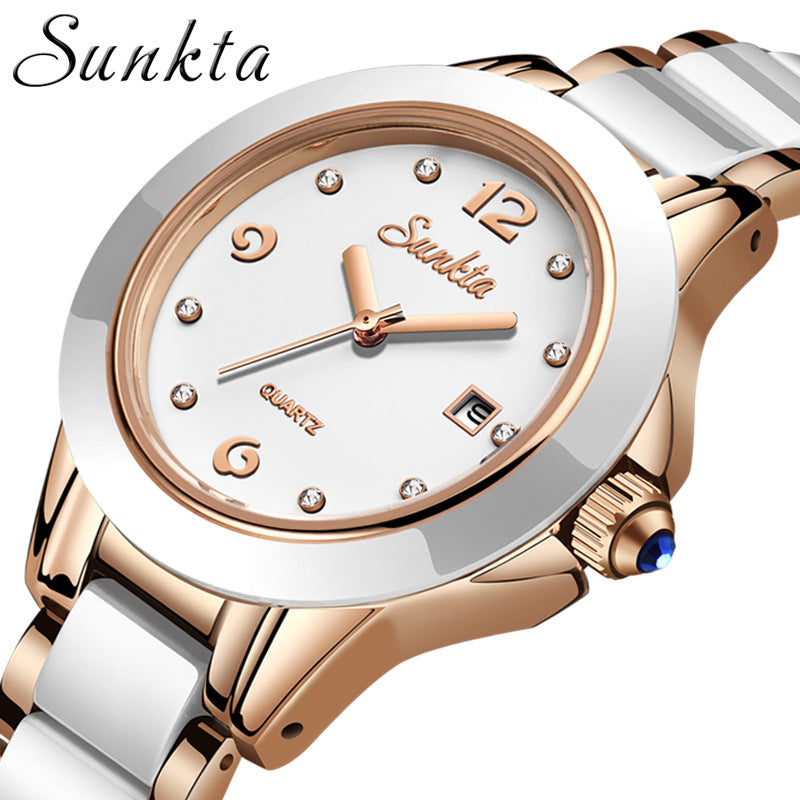 Sunkta Fashion Women's Watch Rose Gold Women's Watch Creative Waterproof Quartz Women's Watch - Emete store