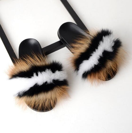 Best Online Shop in Australia - Real Fox Fur Non-slip Slides - Emete store