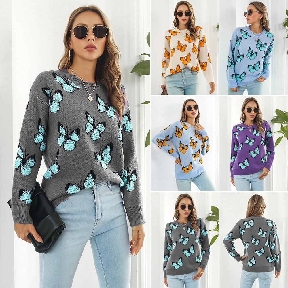 Melbourne Australia Shopping - 3D Butterfly Jacquard Sweater - Emete store