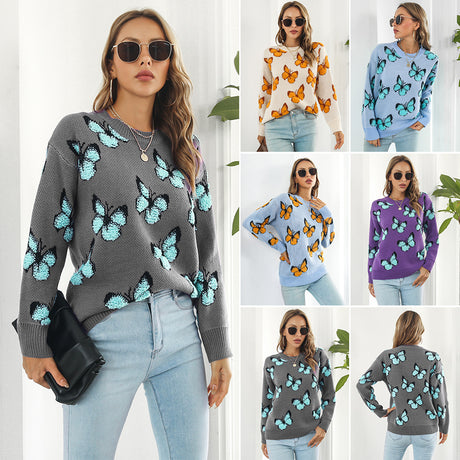 Melbourne Australia Shopping - 3D Butterfly Jacquard Sweater - Emete store