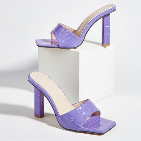 Best Online Shop in Australia - Purple Snake Print Heels Slides - Emete store