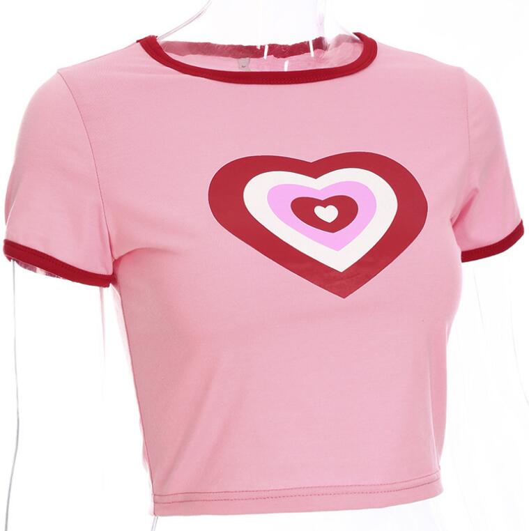 Best Online Shop in Australia - Summer Love heart Print Short Sleeve T-Shirt - Emete store
