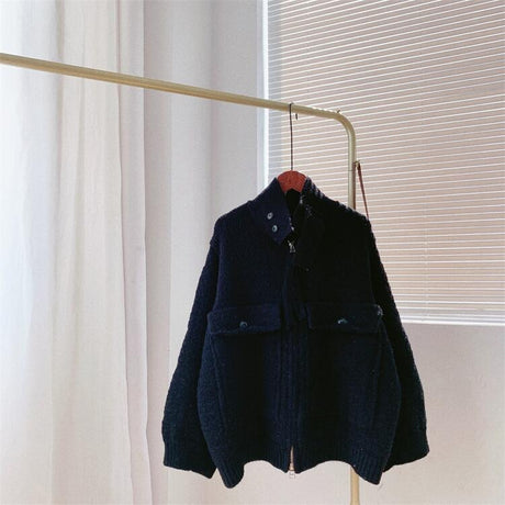 Best Online Shop in Australia - Retro Thick Knit Zipper Cardigan - Emete store