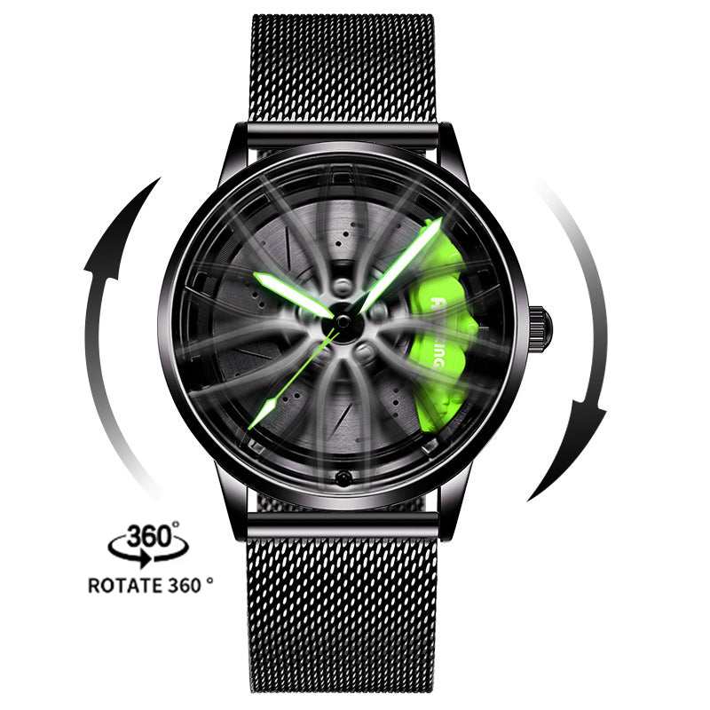 New Top Brand Luxury Mens Watches Stainless Steel Car Wheel Hub Quartz Watch For Men Military Sport Watch Relogio Masculino - Emete store