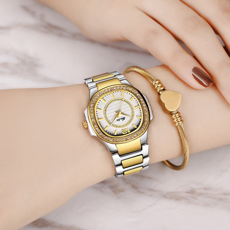 Missfox 2549 Women Watches Women Fashion Watch Geneva Designer Ladies Watch Luxury Brand Diamond Quartz Gold Wrist Watch Gifts For Women - Emete store