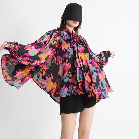 Best Online Shop in Australia - Bowknot Collar Lantern Loose Shirt - Emete store