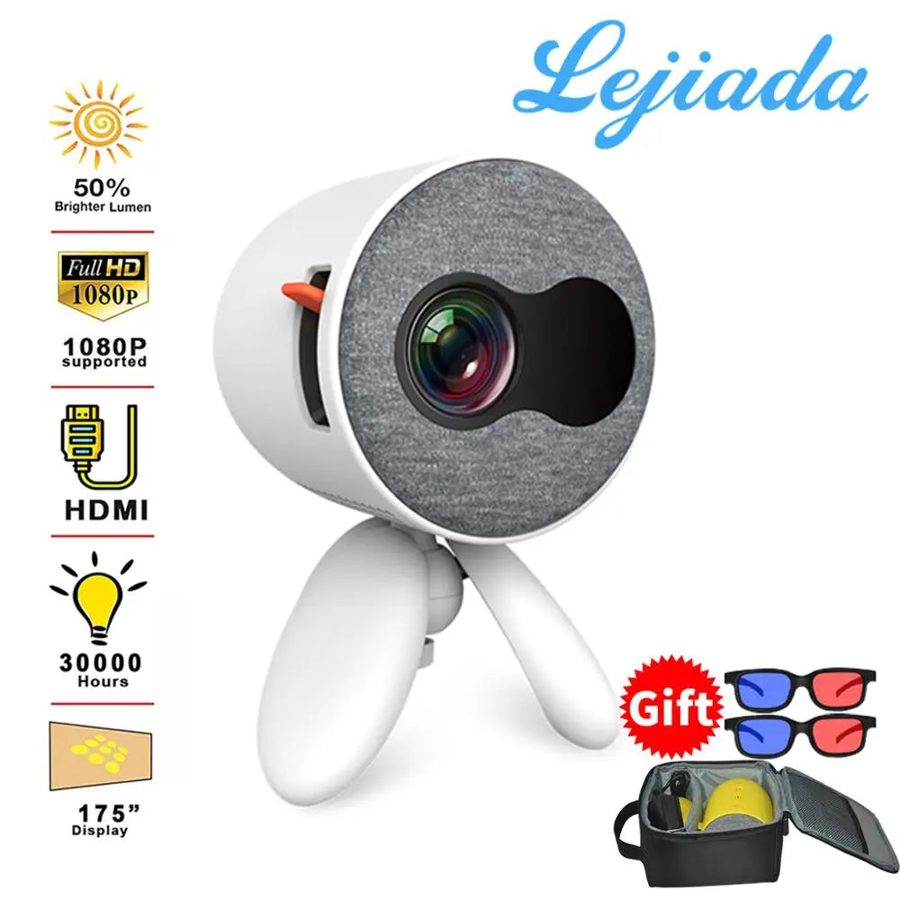 LEJIADA YG220 Mini Projector 3.5mm Audio Phone with screen Update Version Portable Pocket Cute Projector Video Player Kids Gift - Emete store