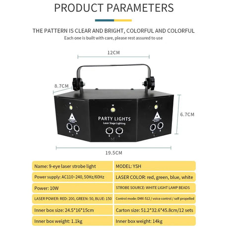 Best Online Shop in Australia - 9-Eye RGB DJ Disco Stage Light - Emete store