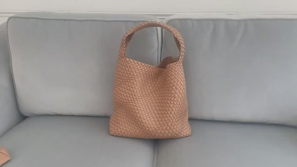 Emete woven leather shoulder bag