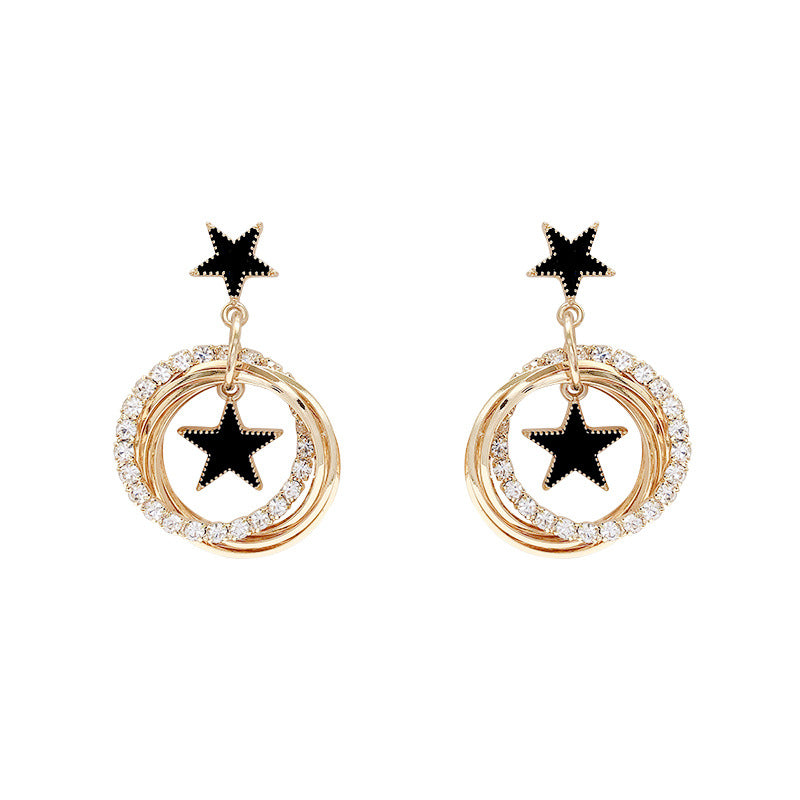 Silver Petal Pentagram Earrings eprolo