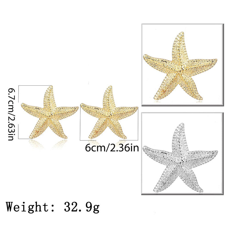 Simple Hemp Face Shanghai Style Exaggerated Earrings Female Personality Three-Dimensional Starfish Ethnic Style Earrings eprolo