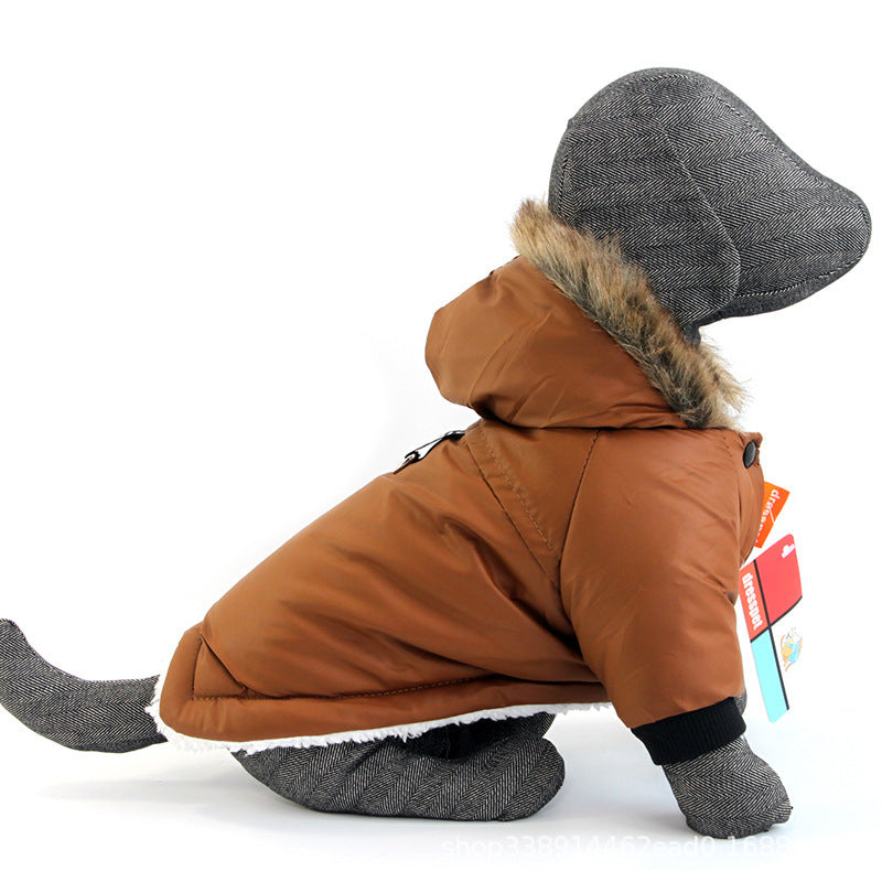 Pet Vest Hoodie Two-Legged Plush Jacket Warm Coat Coat Leash Clothes eprolo